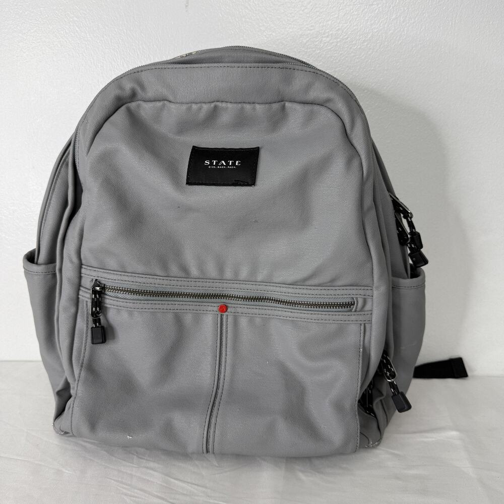 STATE Bags Backpack Frost Gray One Size Map Lining Laptop Sleeve Padded Straps